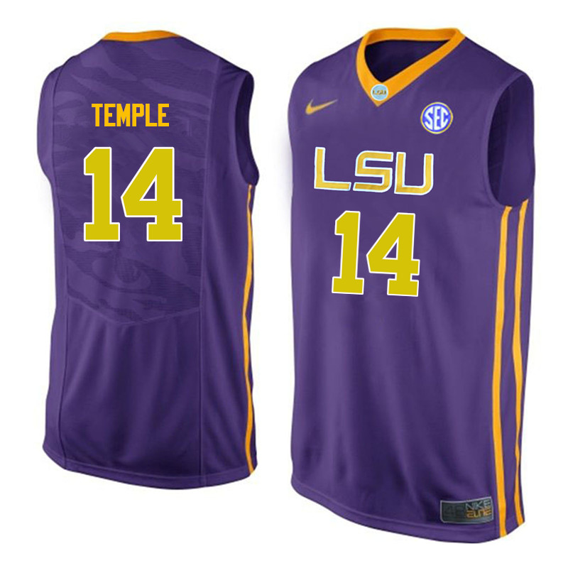 Men LSU Tigers #14 Garrett Temple College Basketball Jerseys-Purple